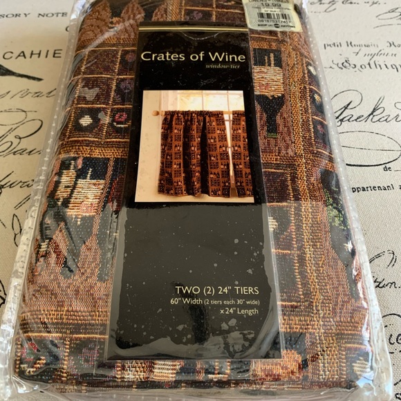 NWT Linens n Things 2 Tiers: Crates of Wine Brown/Black Cotton/Polyester 60”x24” - Picture 6 of 10